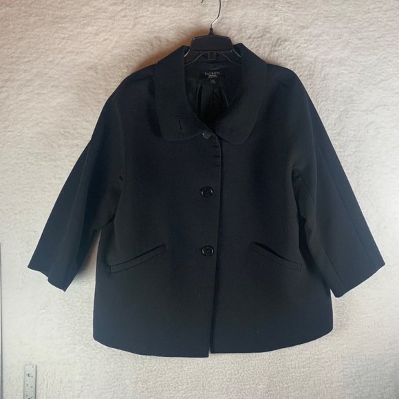 Talbots Women's Petite Wool Blend Button Up Black Blazer‎ Jacket Size 16 8694 - Picture 1 of 8